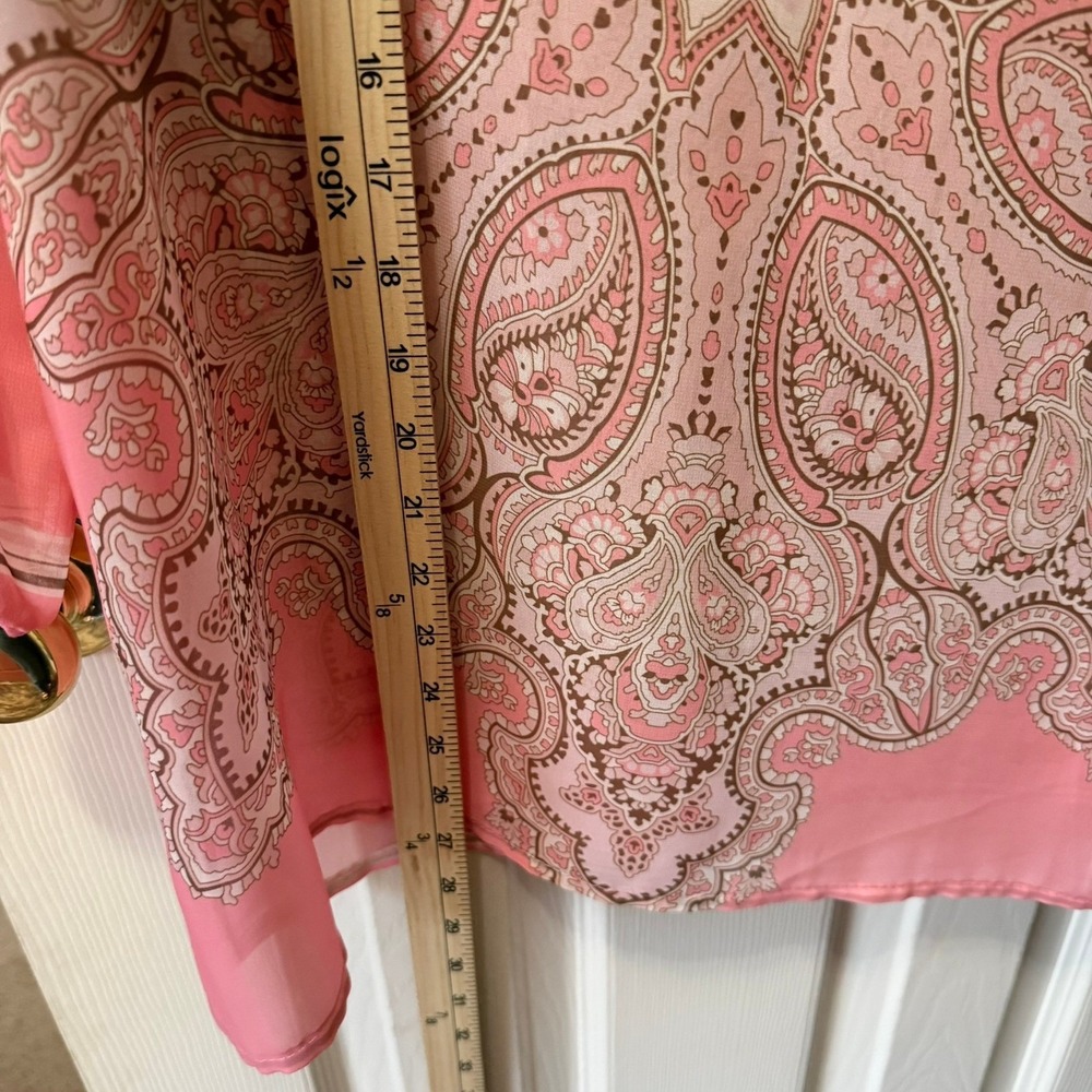 Joseph Ribkoff Sheer Pink Paisley Tunic Blouse Top 3/4 Sleeve Keyhole Size 12 - Picture 6 of 14